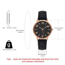 1pc Women's Elegant & Fashionable Minimalist Line Patterned Dial Leather Strap Quartz Watch For Daily Wear