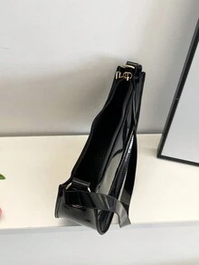 Túi da chữ đen, túi quà tặng phong cách tối giản màu trơn thời trang cho văn phòng công sở và ngày lễ - màu đen - Xem 9