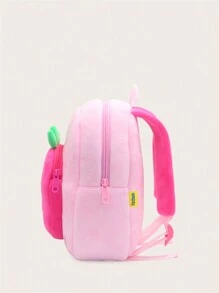 1 件可爱粉色草莓毛绒儿童背包，适合日常使用