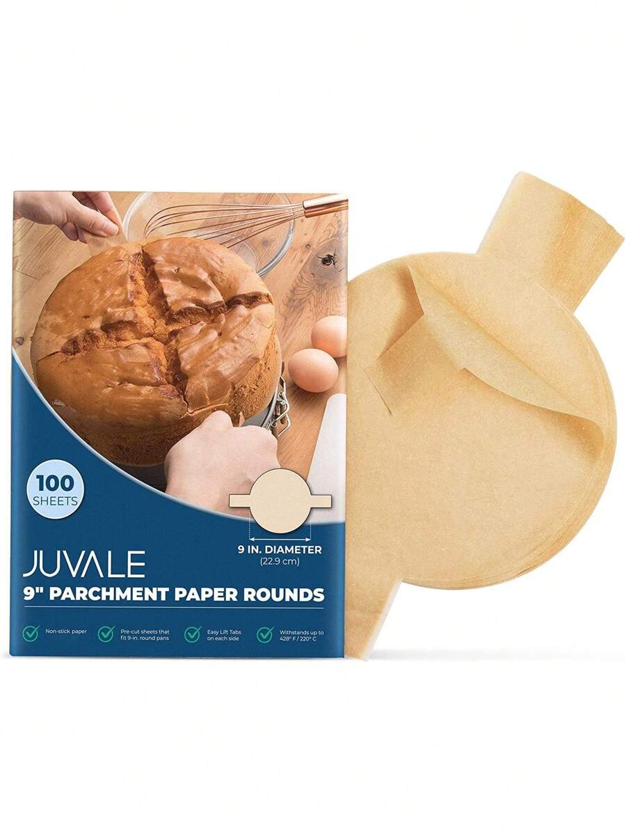 Juvale Unbleached Baking Parchment Paper Rounds With Easy Lift Tabs (9