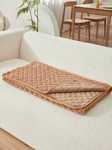 1pc Plush Solid Color Quilted Thermal Gathering Pet Mat With Non-slip Bottom For Big/medium/small Cats & Dogs To Sleep On Winter - Coffee Brown - View 6