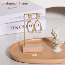 木制耳環耳墜首飾支架,拍照道具擺件,ins風格項鍊耳環首飾攝影裝飾展示攝影背景 - 金黃色 - 查看 3