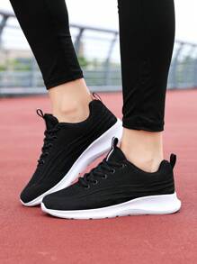 透氣輕盈的女士夏季戶外網眼運動鞋,時尚耐穿防滑運動鞋 - 黑色 - 查看 4