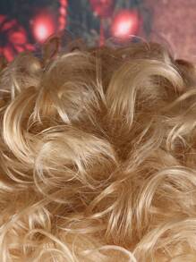 8英寸淺金色短卷髮假髮,附帶收納袋,適用於聖誕節女士合成髮 - 金色 - 查看 6