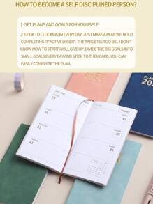 1 件藍色 64 頁 A6 簡約 2024 年皮套日程計劃表,用於日常時間管理、學習和工作效率提高 - 藍色 - 查看 5