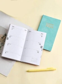 1 件藍色 64 頁 A6 簡約 2024 年皮套日程計劃表,用於日常時間管理、學習和工作效率提高 - 藍色 - 查看 1