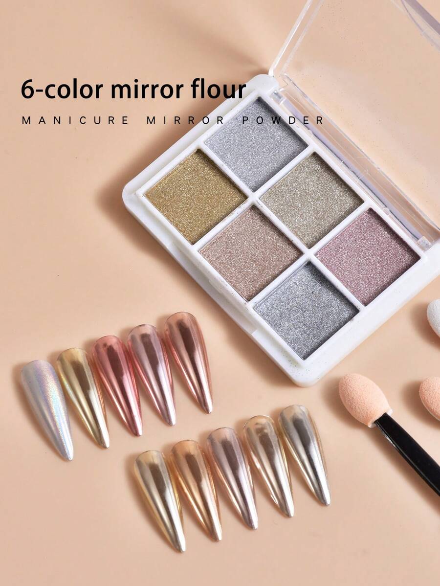 1盒美甲闪粉和3支美甲刷 DIY美甲饰品 美甲宝石 美甲用品 - 彩色 - 查看 1