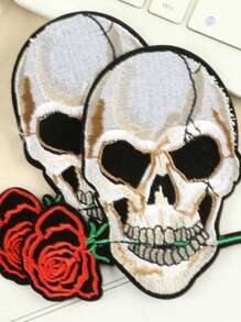 2 cái/bộ Thiết kế Skull Thêu Patch Sắt Đính đá Quần áo Mũ Phụ kiện Trang trí DIY - Nhiều màu - Xem 3
