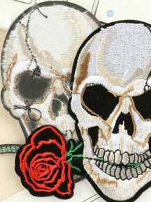 2 cái/bộ Thiết kế Skull Thêu Patch Sắt Đính đá Quần áo Mũ Phụ kiện Trang trí DIY - Nhiều màu - Xem 2