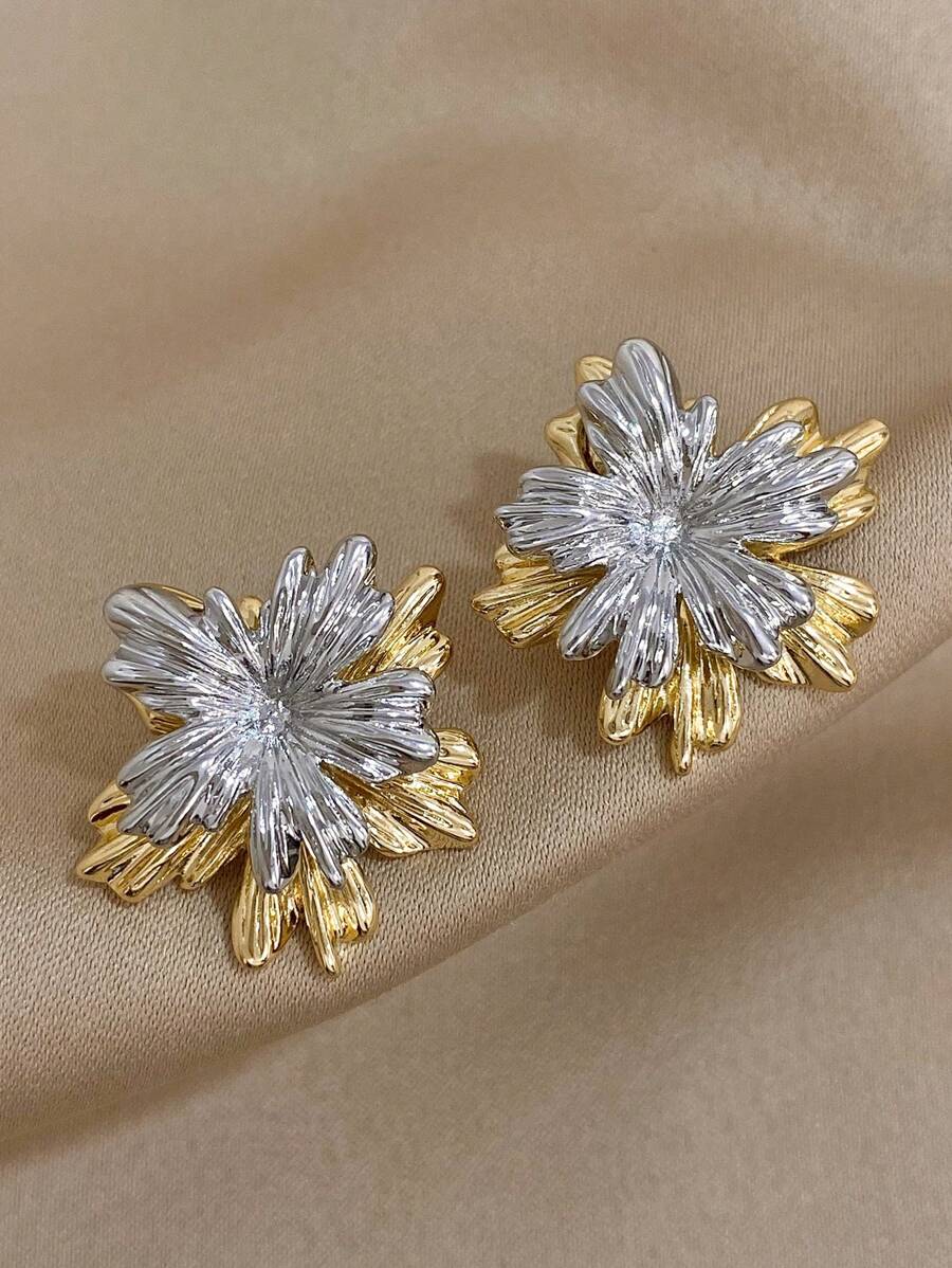 1 đôi Vàng bạc Màu sắc Lá Bông tai stud NỮ Thanh lịch Hoa tai Giáng sinh Hằng ngày Buổi tiệc Đồ trang sức Món quà 2 Mặc - Nhiều màu - Xem 1