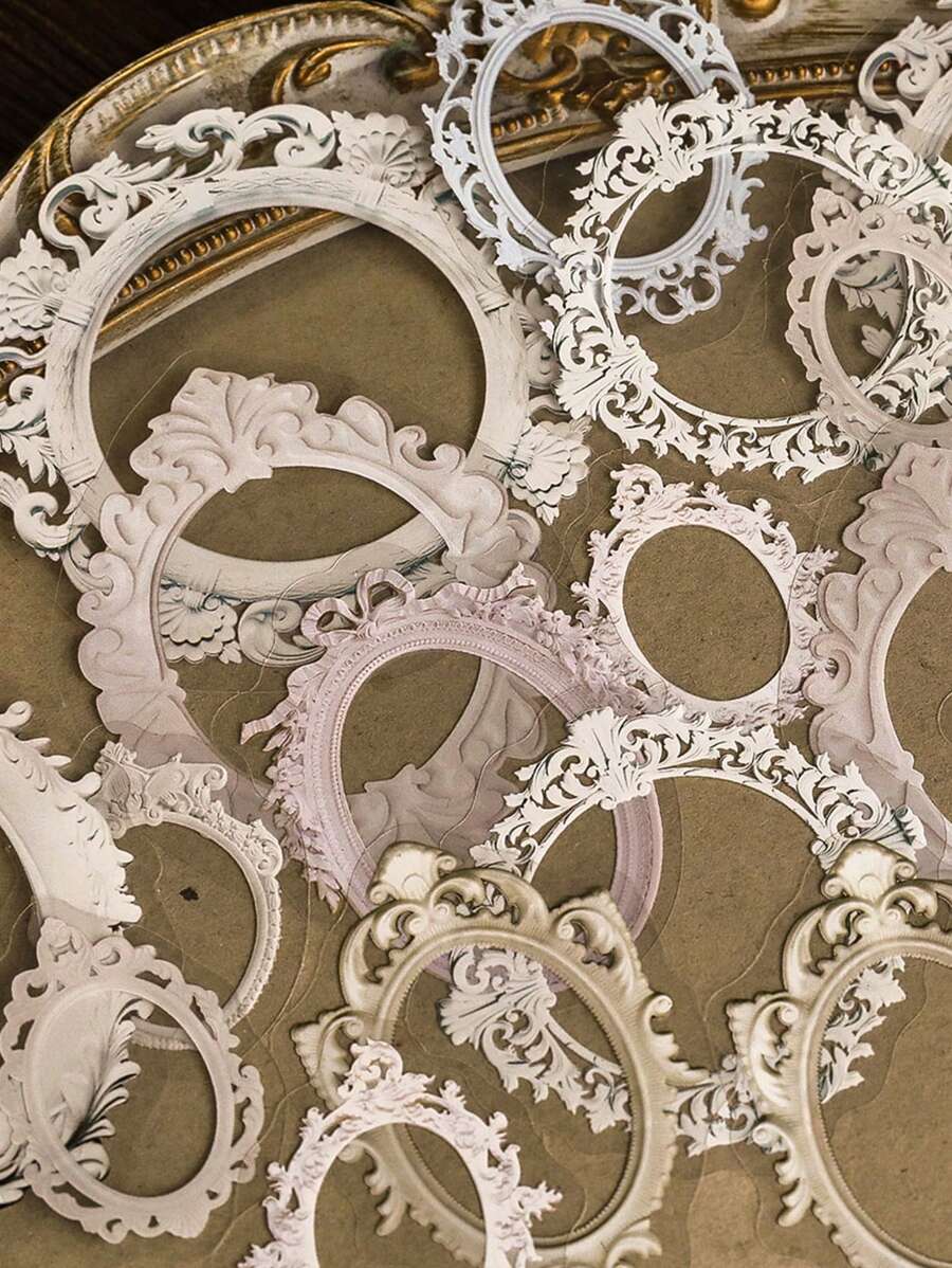 20pcs/Pack Vintage Classic Photo Frame Collage PET Stickers DIY Diary Junk Journal Decoration Card Making Sticker Album Scrapbooking Back To School - Multicolor - View 1