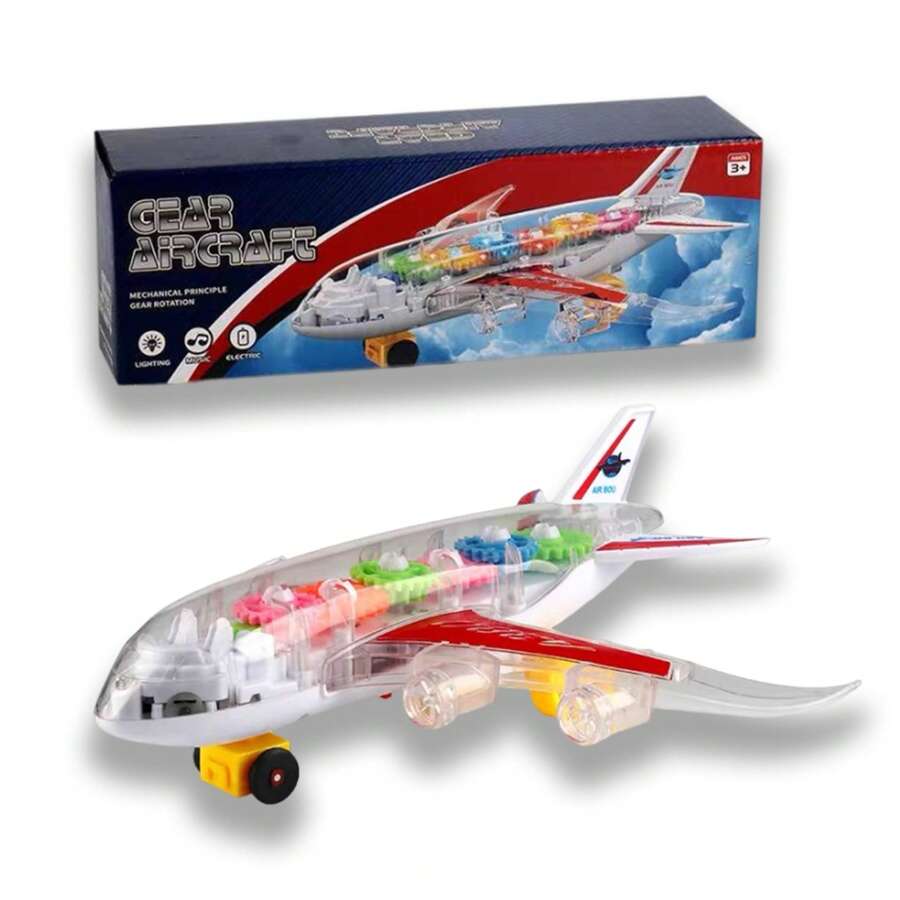 透明電動飛機玩具,適合兒童 - 白色 - 查看 1