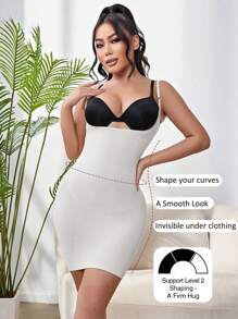 Suprenx 女士開叉塑身上衣裙，一件式全身包裹式塑身衣裙，腹部收腹控制緊身衣，帶可調節肩帶 - 灰色 - 查看 2