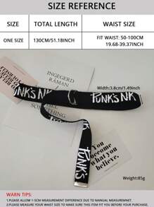 1 条黑色长款朋克帆布腰带 夏季、秋季、万圣节 - 黑色 - 查看 2