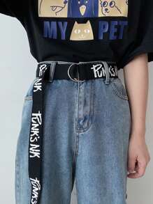 1 条黑色长款朋克帆布腰带 夏季、秋季、万圣节 - 黑色 - 查看 4