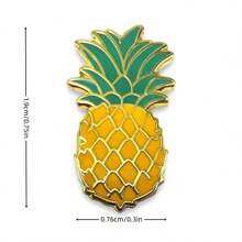 Pineapple Fruit Enamel Lapel Pin Casual - Yellow - View 3