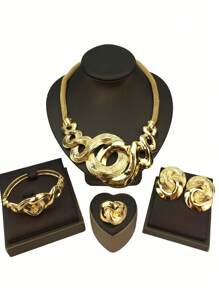 5 件套高端优雅奢华礼品项链和耳环套装，适合圣诞节、感恩节、西式婚礼、周年纪念日、庆典、珠宝装饰