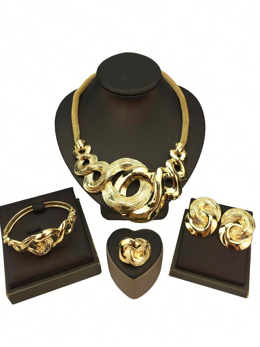 5 件套高端优雅奢华礼品项链和耳环套装，适合圣诞节、感恩节、西式婚礼、周年纪念日、庆典、珠宝装饰