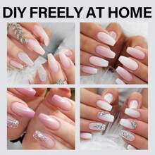 Aillsa中型棺材形全霧面假指甲,450片雙面磨砂壓克力假指甲,含15種尺寸,適用於指甲延長或在家自行diy - 無色 - 查看 8