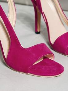 女用高跟性感鏤空涼鞋 - 粉色 - 查看 5