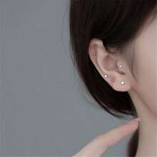 1pair 925 Sterling Silver Small Colored Diamond Single Dumbbell Stud Earrings Suitable For Women's Daily Wear