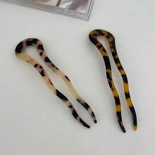 2入組醋酸乙酯製u型髮夾,波浪造型的女士髮飾