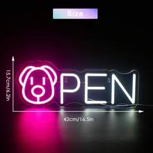 開業霓虹燈牌、寵物霓虹燈、led字燈牌,霓虹牆裝飾,適用於家居裝飾、臥室、俱樂部、沙龍、寵物店、室內牆面裝飾、客廳燈飾、聖誕派對、單身派對、生日派對、生日禮物,美麗的led藝術牆飾燈,支援5v Usb(42*15.7cm/16.5*6.6英寸,白色+粉色),10檔調光開關 - 粉色 - 查看 3