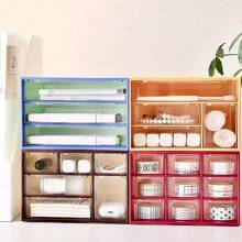 1個抽屜式收納盒,3/4/6/9個格子,適用於學校宿舍,家居文具和化妝品組織 - 咖色 - 查看 9
