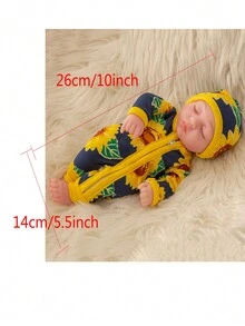 1入26cm / 10inch男女皆宜硅膠重生娃娃,配有衣服和帽子,兒童節完美禮物 - 黃色 - 查看 2