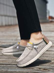 男士懶人鞋，滑入式，大尺碼、加大尺碼和超寬款的春季新款透氣運動和休閒鞋 - 卡其色 - 查看 4