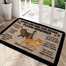 1入組卡通懶洋洋貓印花寵物門口墊，防滑吸水，可水洗，適用於狗/貓房，不同大小和款式的室內寵物墊，可用於寵物愛好者的家居裝飾，防潮保護。 - 彩色 - 查看 1