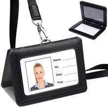ANTSAY Porta Gafete con Cordón Desmontable,Porta Credencial Gafete para Hombre y Mujer,Ventana Transparente,Gafete para Oficina,Identificación,Escolar,Licencia de Conducir,Profesores,Policías - Negro - Ver 5