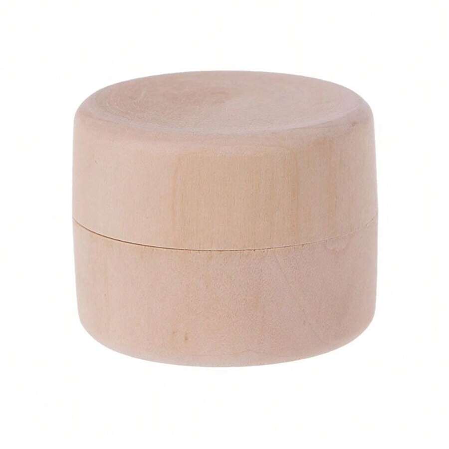 Round Wooden Storage Boxes Ring Box Vintage decorative Natural Craft Jewelry box Case Wedding Accessories - Beige - View 1