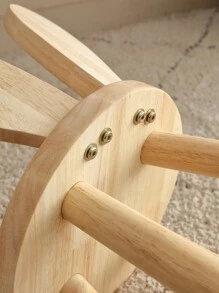 1pc Creative Small Wooden Stool With Rabbit Ear Design For Children To Change Shoes, Hallway. Natural Color, Minimalist Style