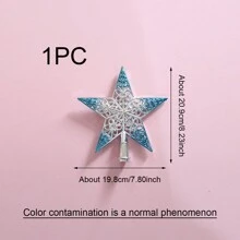 1 件圣诞树顶饰-蓝色渐变镂空电镀渐变五角星树顶饰，圣诞节 - 彩色 - 查看 2