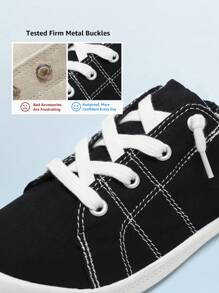 STQ Womens Slip On Sneakers, Comfort Casual Canvas Shoes - 黑色 - 查看 5