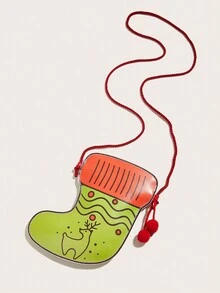 1個新設計可愛聖誕襪迷你肩背包,適用於男孩和女孩