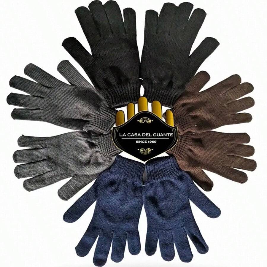 Docena de Guantes para el frio de acrilan para caballero - Multicolor - Ver 1