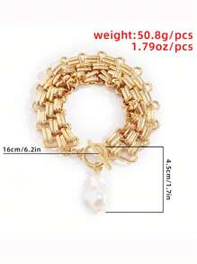 Pearl Pendant Bracelet - Gold - View 3