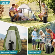 1pc Upgraded Portable & Retractable & Adjustable Height & Foldable & Mobile Toilet For Camping/car Use, Black - Black - View 3