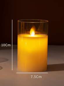 1pc Glass Electronic Flameless Candle Led Night Light With Swinging Flame Design - Beige - View 3