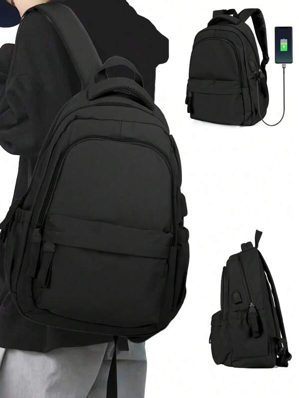 Mochila Feminina Leve Bolsa De Mochila Para Laptop De 15,6 Polegadas À Prova D’água Mochila De Transporte Em Nylon Com Porta Usb Mochila De Computador À Prova D’água Mochilas Universitárias, Moda De Viagem Trabalho Bolsa À Prova De Roubo