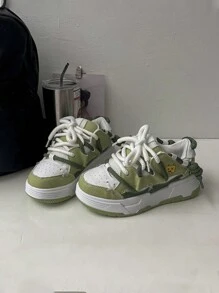 新款女孩時尚休閒運動鞋,厚底且防滑設計,適合全年穿著 - 藍色 - 查看 3