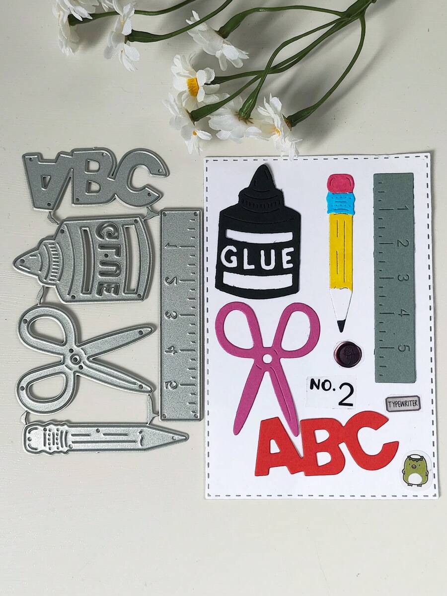 金屬碳鋼刀模/1 件壓花剪貼簿模切模板適用於 Diy 剪貼簿、書籤、相簿、裝飾卡製作 - 銀色 - 查看 1