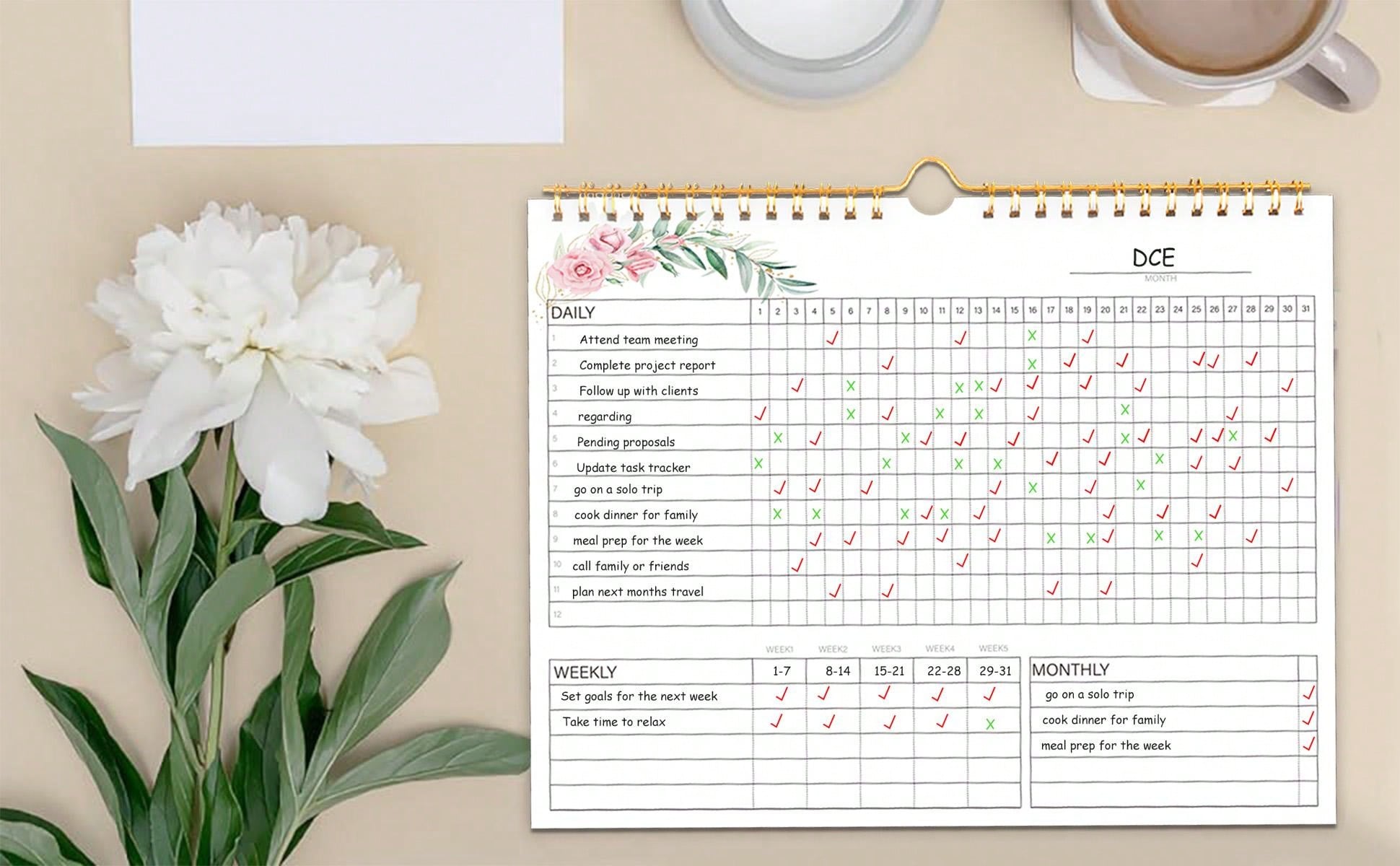 Habit tracker calendar spiral binding habit journal with 12 different