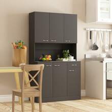 QQD 71" Pantry Cabinets With Hutch Tall Kitchen Pantry Storage Cabinet Sideboard Buffet Cabinet With 6 Doors, Large Countertop, Adjustable Shelf, Kitchen Dining Room Sideboard
