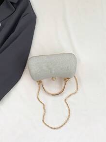 Của phụ nữ Túi xích Mùa hè Xu hướng mới Túi xách tay Chất lượng Kết cấu Toàn trận Mini Túi đeo chéo Túi đám tiệc Sườn xám - Bạc - Xem 4