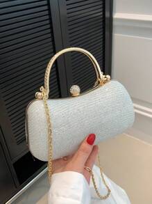 Của phụ nữ Túi xích Mùa hè Xu hướng mới Túi xách tay Chất lượng Kết cấu Toàn trận Mini Túi đeo chéo Túi đám tiệc Sườn xám - Bạc - Xem 1