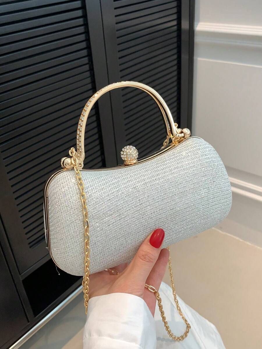 Của phụ nữ Túi xích Mùa hè Xu hướng mới Túi xách tay Chất lượng Kết cấu Toàn trận Mini Túi đeo chéo Túi đám tiệc Sườn xám - Bạc - Xem 1