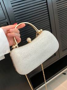 Của phụ nữ Túi xích Mùa hè Xu hướng mới Túi xách tay Chất lượng Kết cấu Toàn trận Mini Túi đeo chéo Túi đám tiệc Sườn xám - Bạc - Xem 6